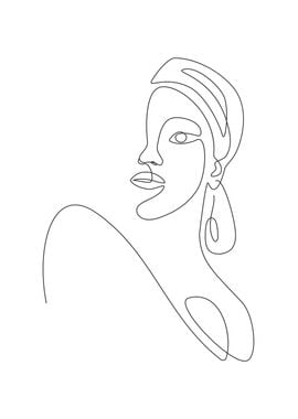 Abstract Woman face line