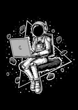 astronaut using laptop