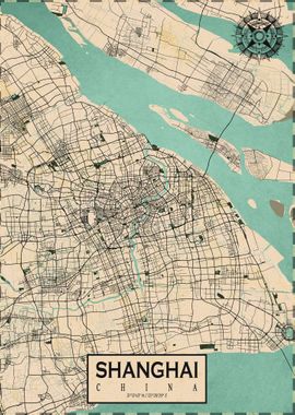 Shanghai City Map Vintage