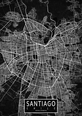 Santiago City Map Dark