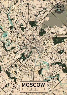 Moscow City Map Vintage