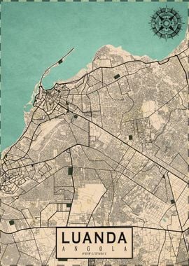 Luanda City Map Vintage