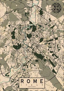 Rome City Map Vintage