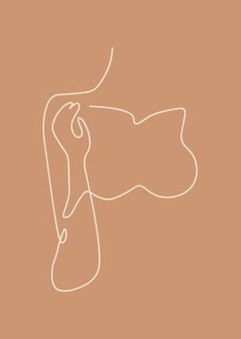 Nude woman body line art