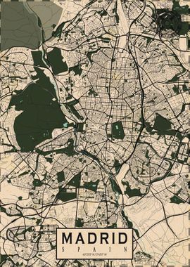 Madrid City Map Vintage