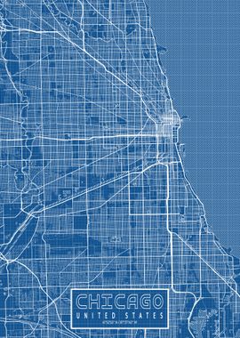 Chicago City Map Blueprint