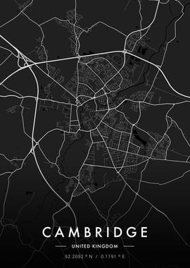 Cambridge City Map Dark