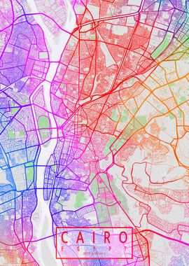 Cairo City Map Colorful