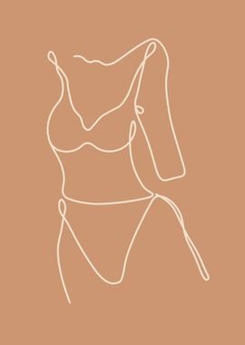 Woman body line art