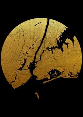 New York Gold Black Map