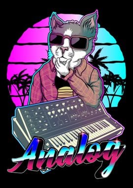 Synthesizer Vaporwave Cat