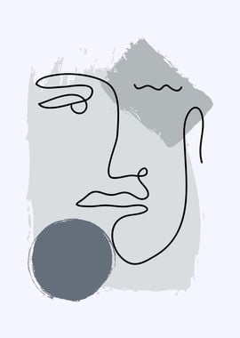 Large Face modern line art