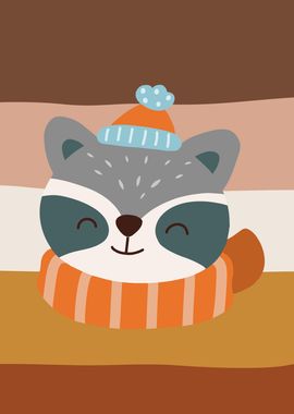 Cute Winter Racoon