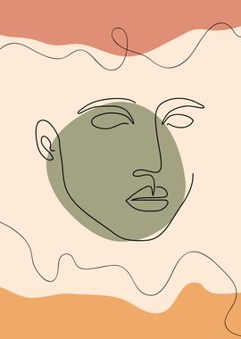 One Line art woman face