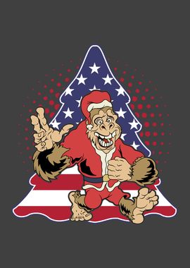 Funny Bigfoot US Flag