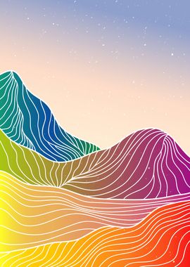 ABSTRACT MOUNTAIN LINE ART