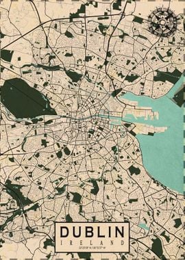 Dublin City Map Vintage