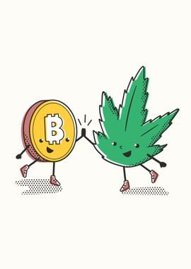 Cute Bitcoin weed kawaii