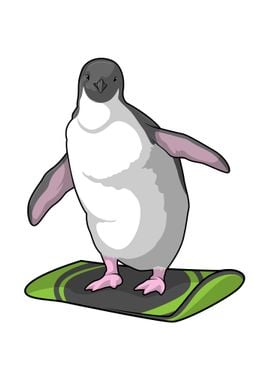 Penguin Snowboarder Sports