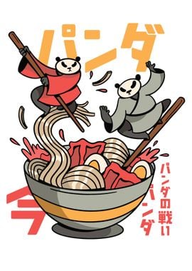 Pandas fight in Ramen Soup