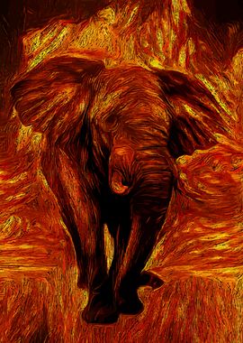 Elephant Flaming Gold