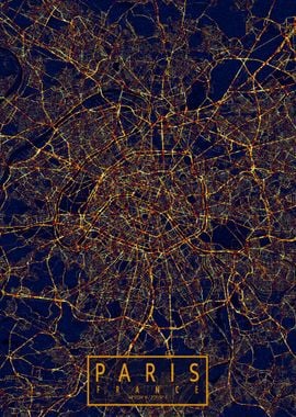 Paris Map City At Night