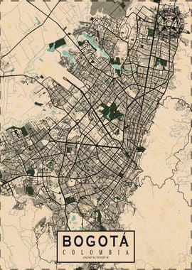 Bogota City Map Vintage