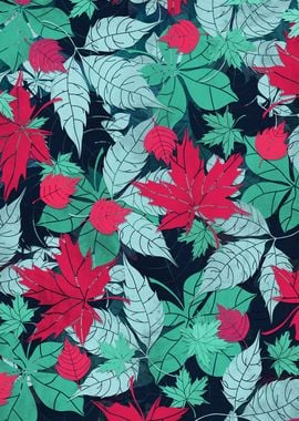 Blue Green Red Floral