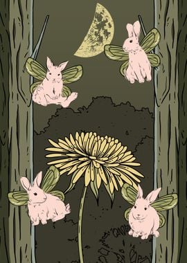 Fairycore Fairy Bunnies' Poster, picture, metal print, paint by  AestheticAlex