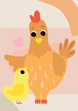 Mother and Baby Chicken