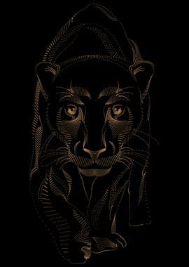 Golden Panther Animal Art