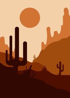 Sun desert Cactus poster