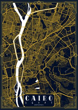 Cairo City Map Gold