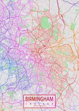 Birmingham Map Colorful