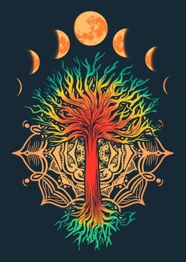 Mandala Tree by the Moon