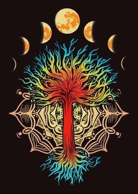 Mandala Tree by the Moon