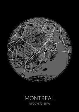 Montreal City Map Black