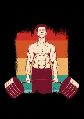 Weightlifting man retro