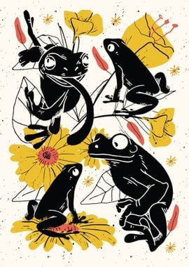 Frogs with Flowers