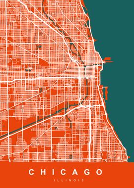 CHICAGO Map ILLINOIS USA