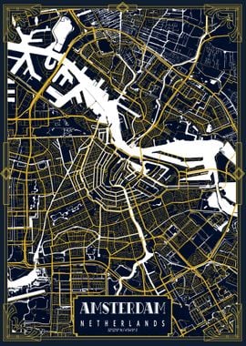 Amsterdam Map Art Deco