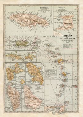 JAMAICA VINTAGE MAP