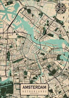 Amsterdam Map Vintage