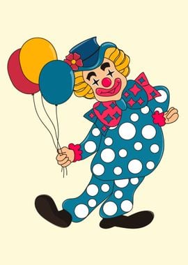 Funny Clown with Balloons