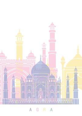 AGRA SKYLINE POSTER PASTEL