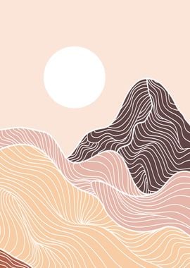 Abstract Mountain line art