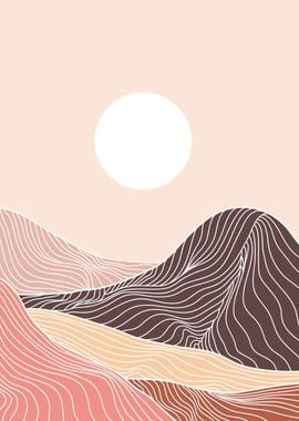 Abstract Mountain line art