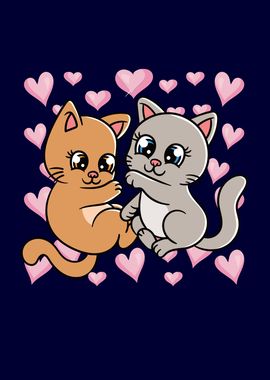 Valentines Day Couple Cats