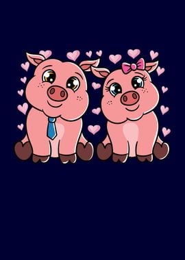 Valentines Day Pig Couple