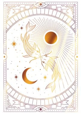 Tarot koi with moon